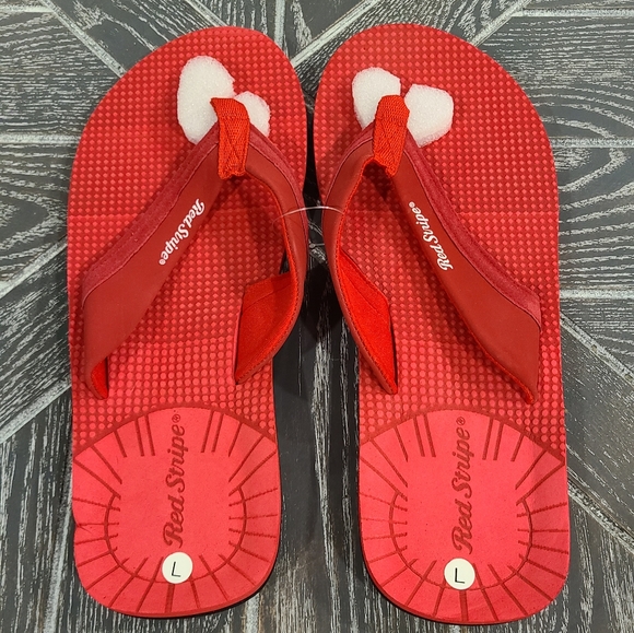 red stripe flip flops